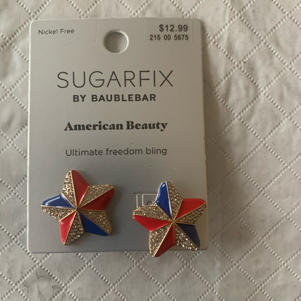 American Beauty Red & Blue Star Earrings